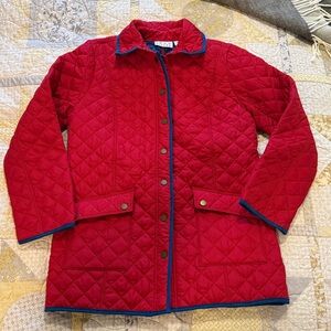 NWT Joan Rivers Red Quilted Barn Jacket with Blue Accents